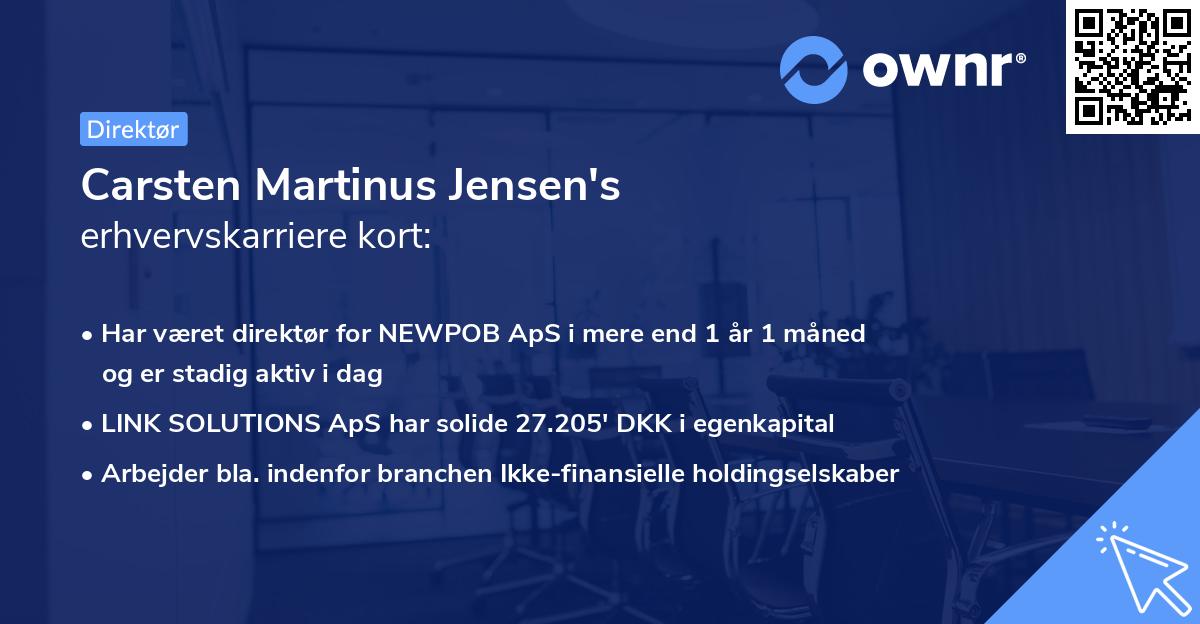 Carsten Martinus Jensen's erhvervskarriere kort