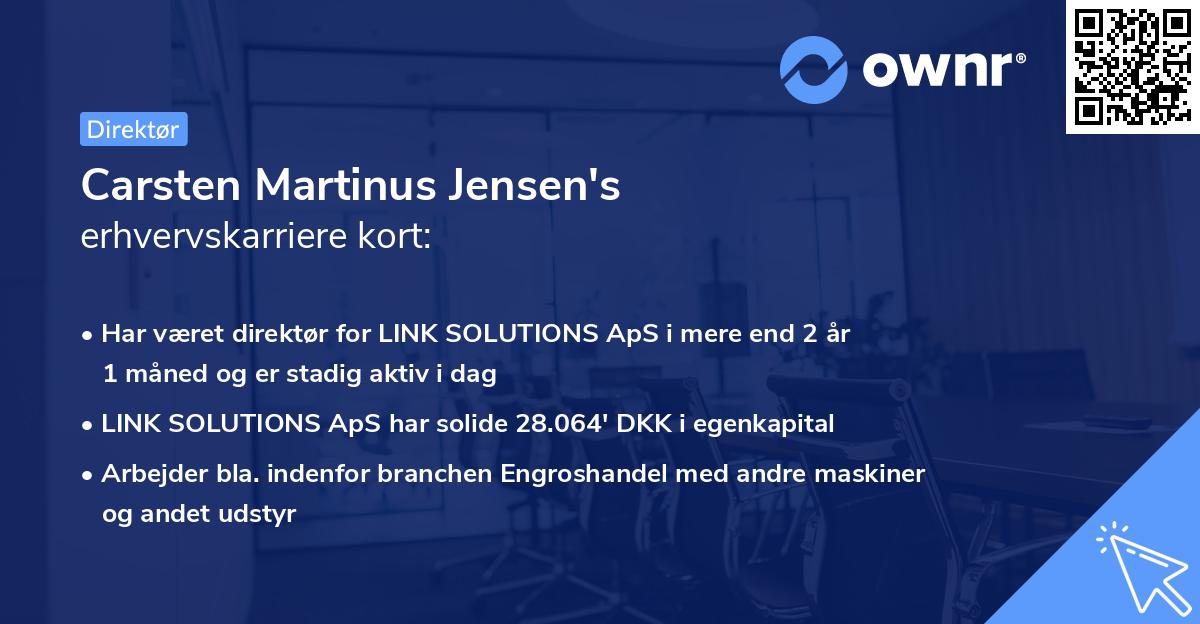 Carsten Martinus Jensen's erhvervskarriere kort