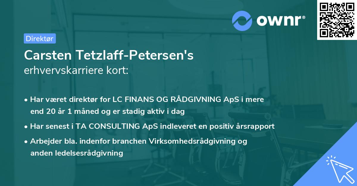 Carsten Tetzlaff-Petersen's erhvervskarriere kort
