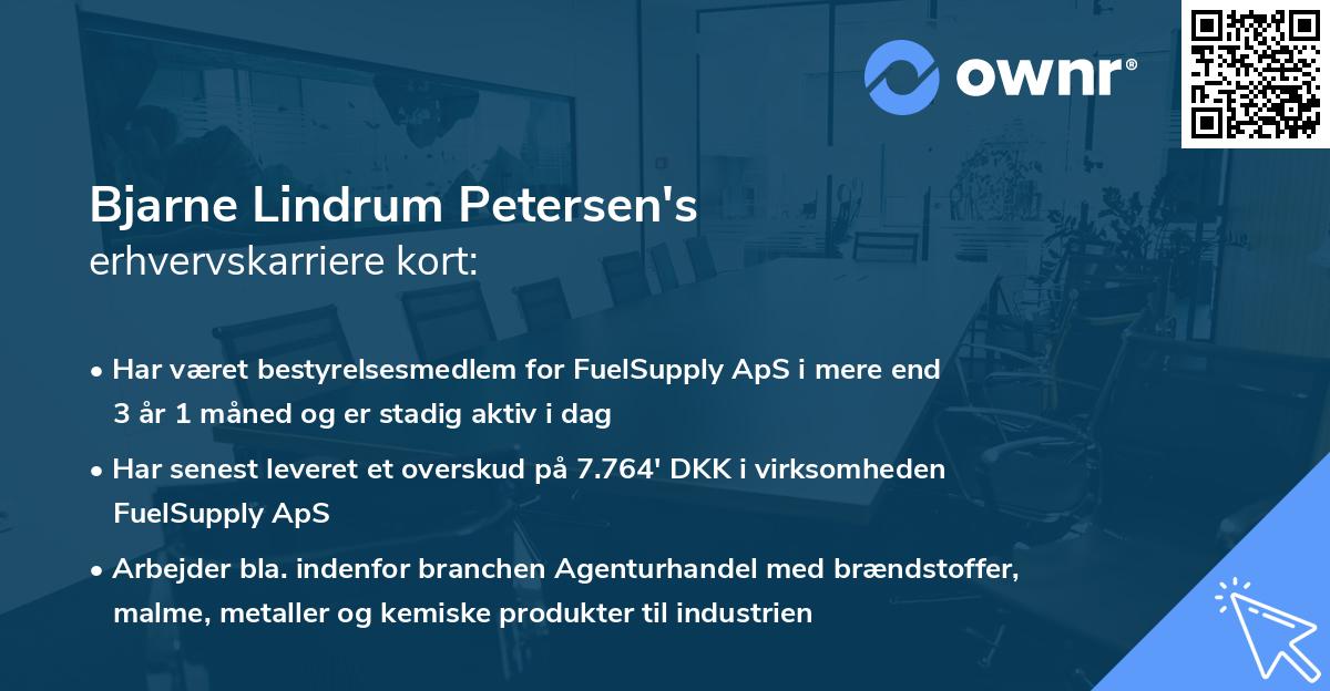 Bjarne Lindrum Petersen's erhvervskarriere kort