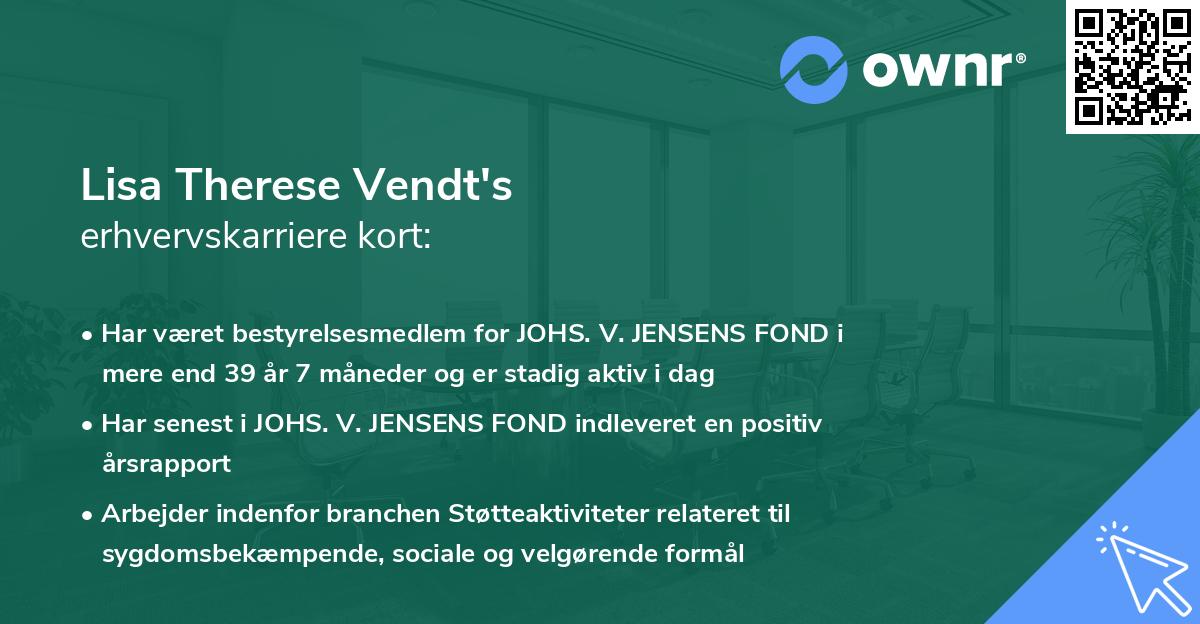 Lisa Therese Vendt's erhvervskarriere kort