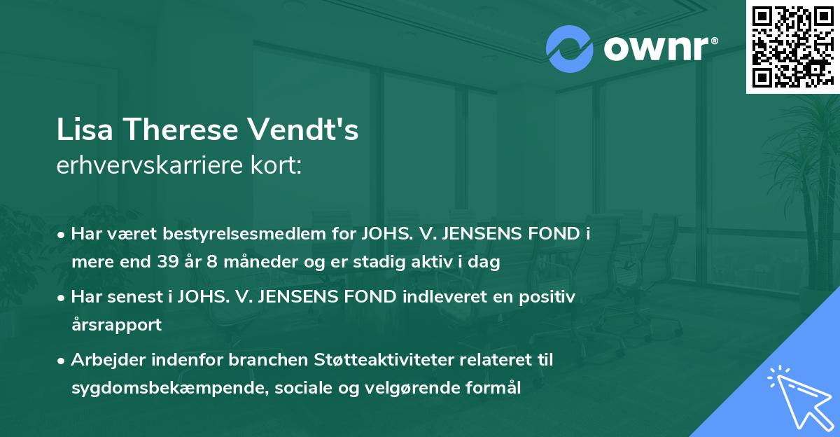 Lisa Therese Vendt's erhvervskarriere kort