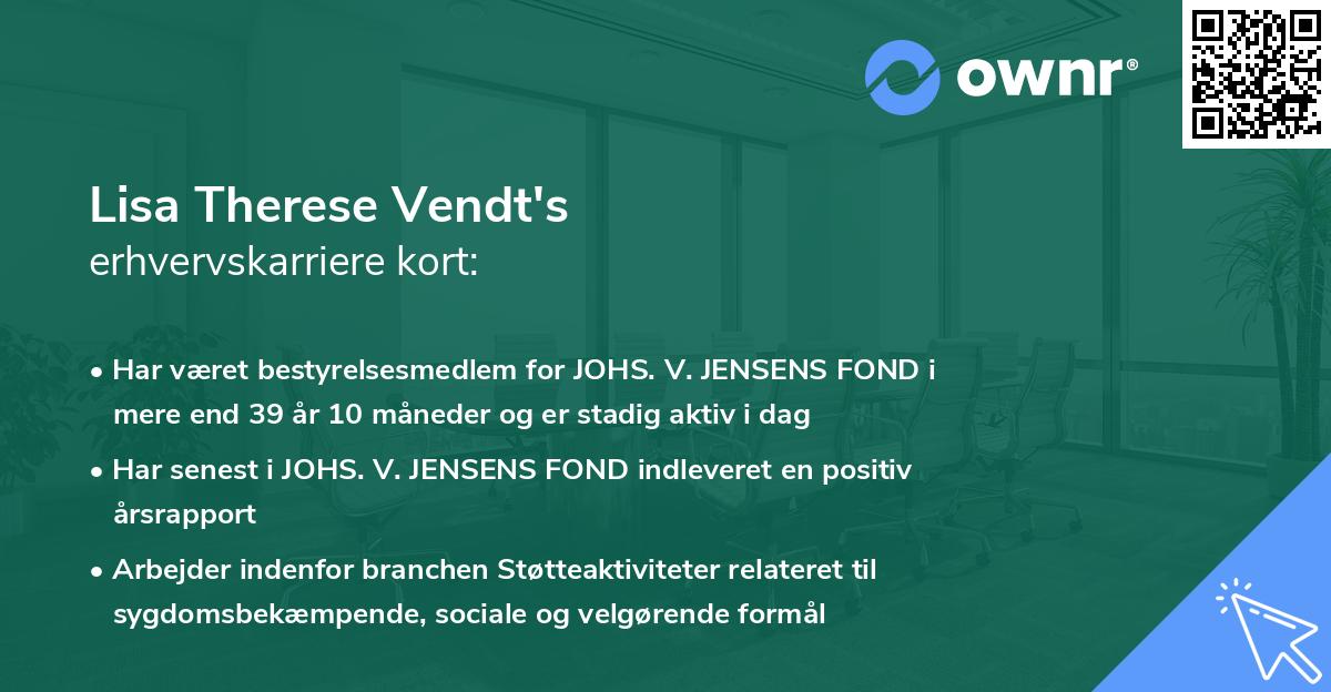 Lisa Therese Vendt's erhvervskarriere kort