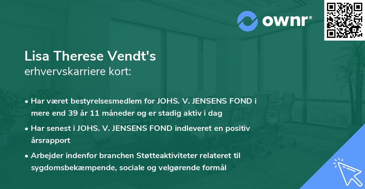 Lisa Therese Vendt's erhvervskarriere kort