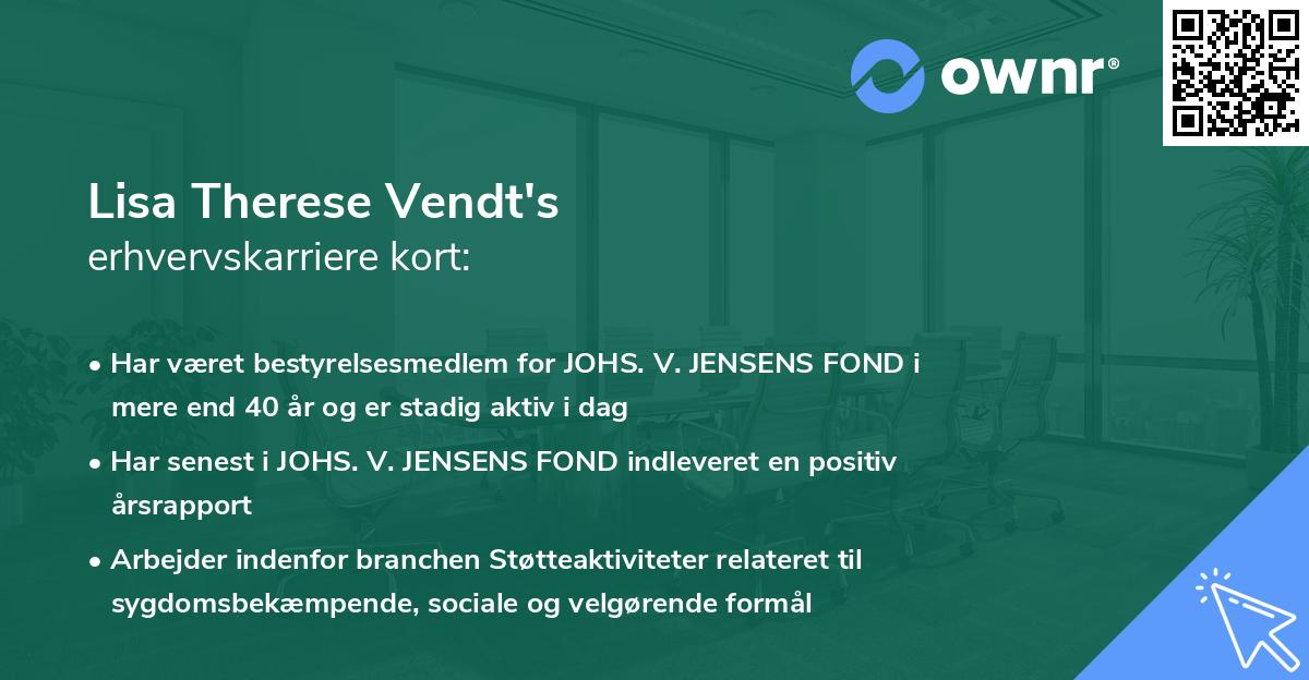 Lisa Therese Vendt's erhvervskarriere kort