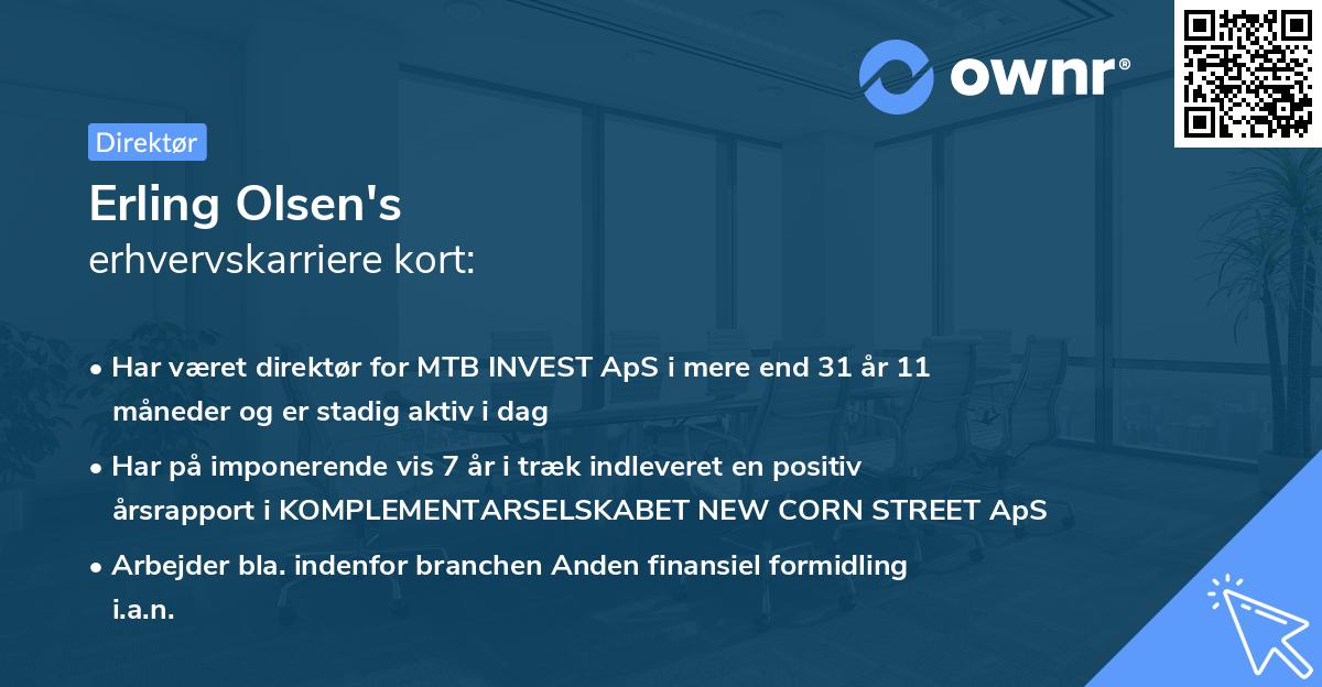 Erling Olsen's erhvervskarriere kort