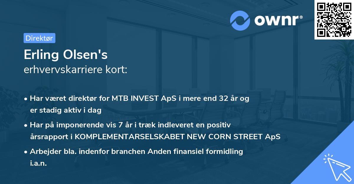 Erling Olsen's erhvervskarriere kort
