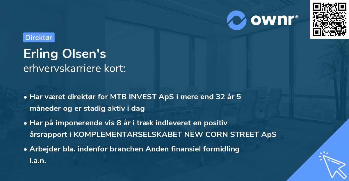 Erling Olsen's erhvervskarriere kort