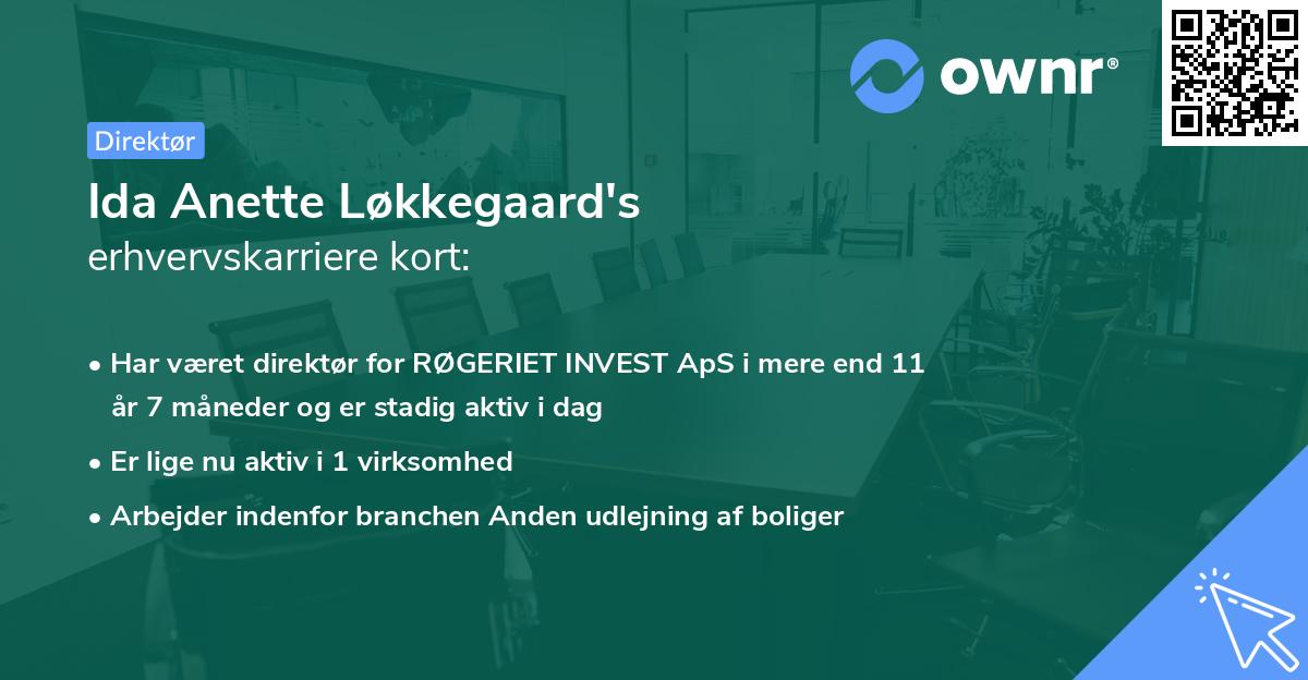Ida Anette Løkkegaard's erhvervskarriere kort