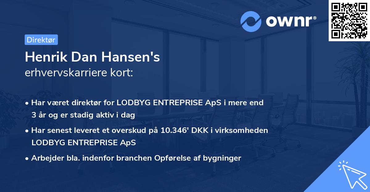 Henrik Dan Hansen's erhvervskarriere kort