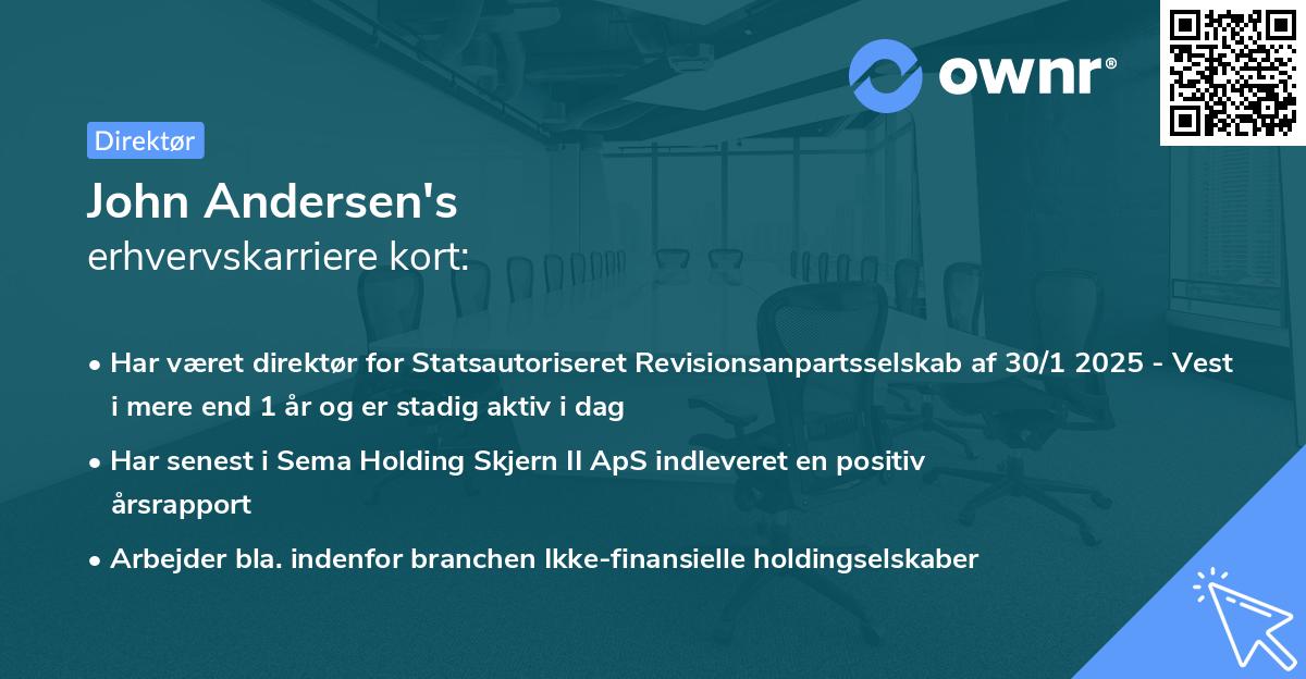 John Andersen's erhvervskarriere kort