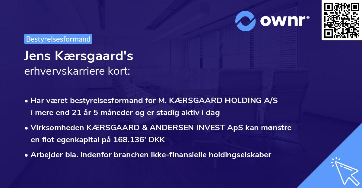 Jens Kærsgaard's erhvervskarriere kort