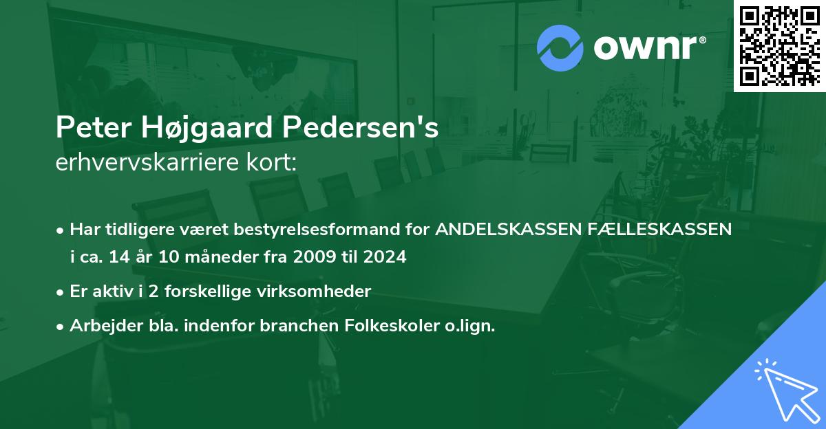 Peter Højgaard Pedersen's erhvervskarriere kort