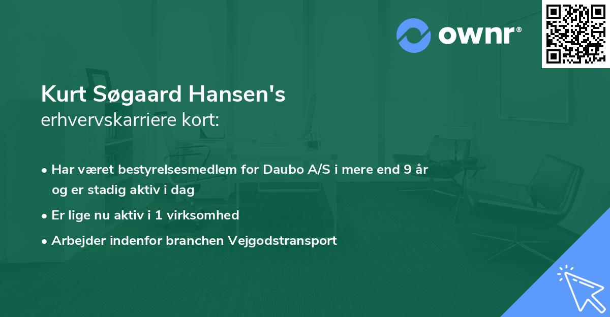 Kurt Søgaard Hansen's erhvervskarriere kort