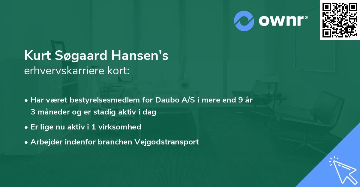 Kurt Søgaard Hansen's erhvervskarriere kort