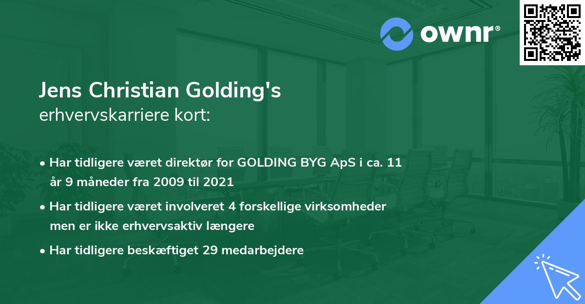 Jens Christian Golding's erhvervskarriere kort