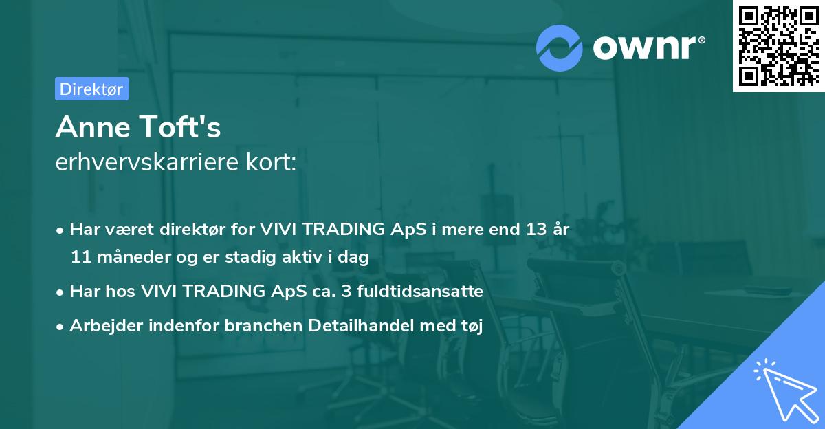 Anne Toft's erhvervskarriere kort
