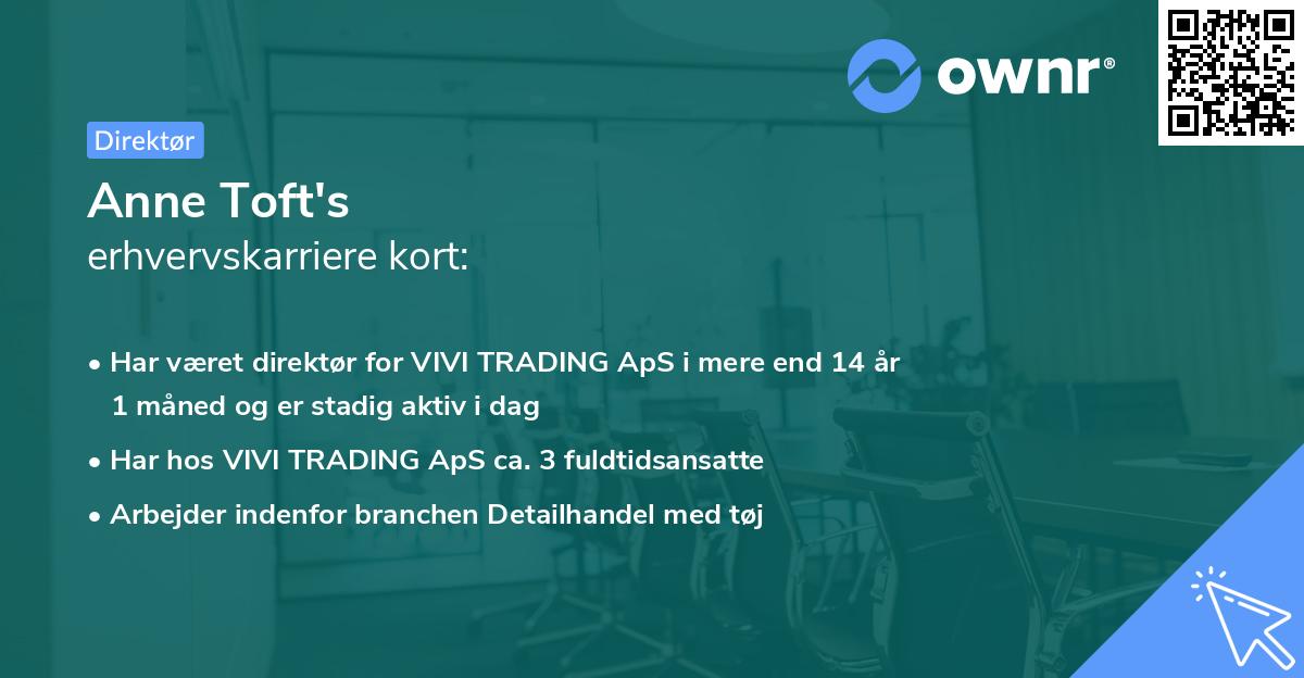Anne Toft's erhvervskarriere kort