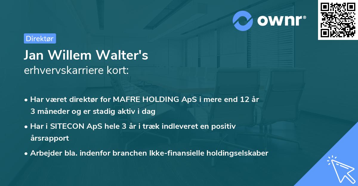 Jan Willem Walter's erhvervskarriere kort