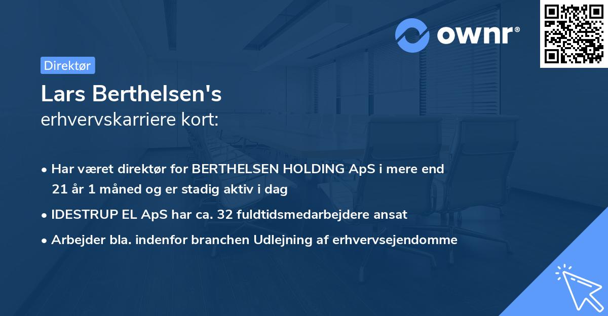 Lars Berthelsen's erhvervskarriere kort