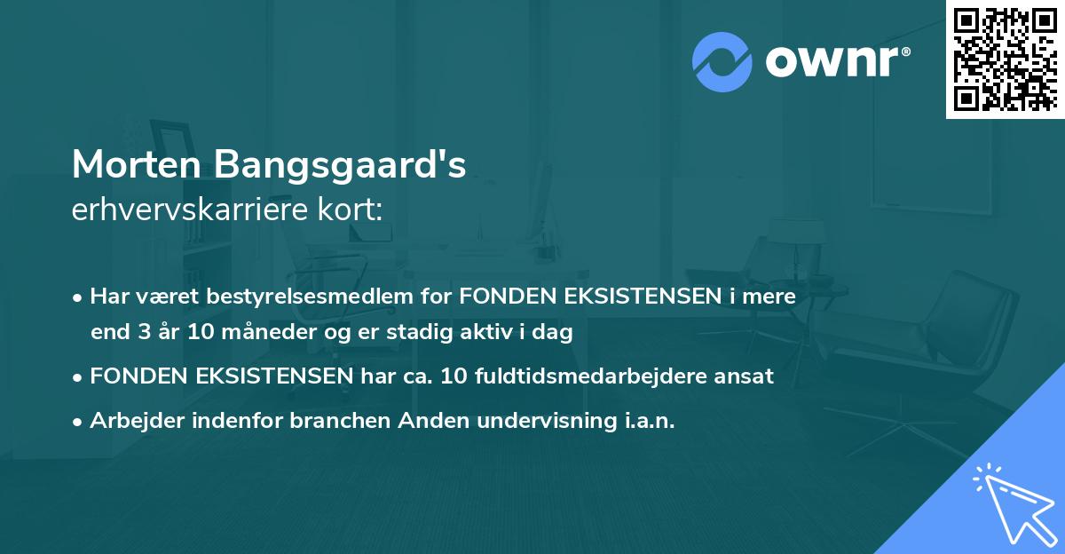 Morten Bangsgaard's erhvervskarriere kort