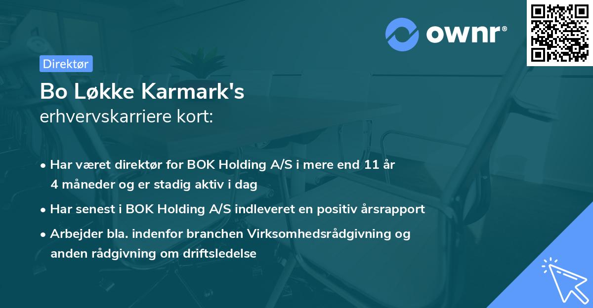 Bo Løkke Karmark's erhvervskarriere kort