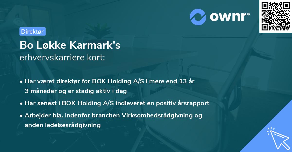 Bo Løkke Karmark's erhvervskarriere kort