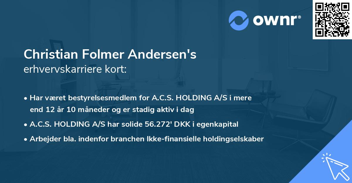 Christian Folmer Andersen's erhvervskarriere kort