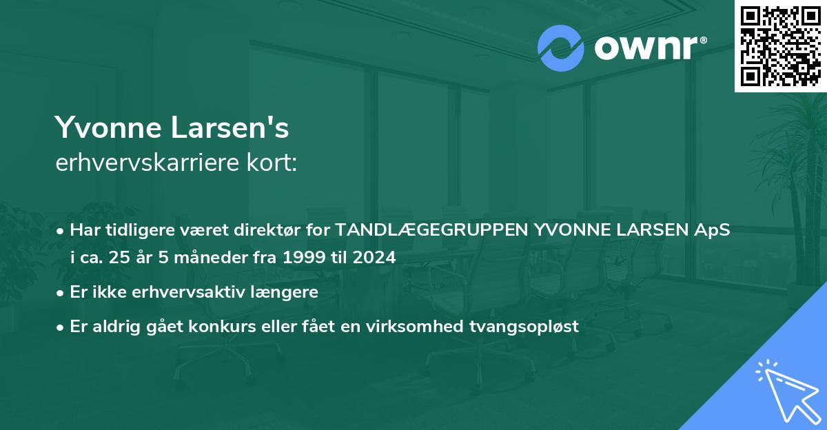 Yvonne Larsen's erhvervskarriere kort