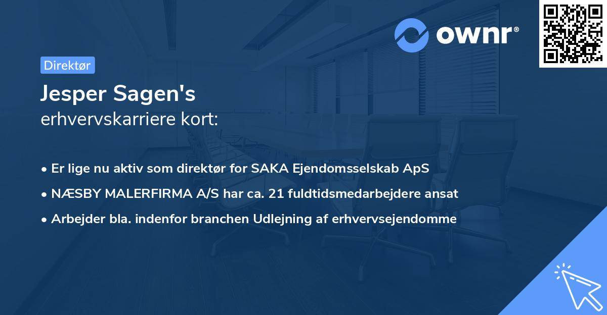 Jesper Sagen's erhvervskarriere kort