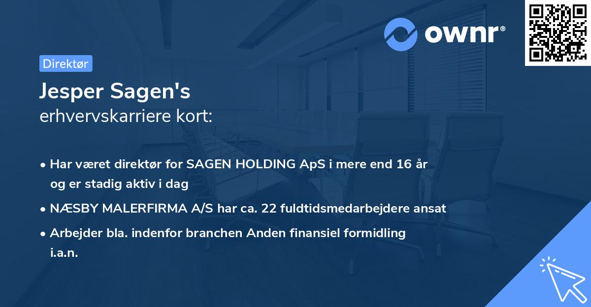 Jesper Sagen's erhvervskarriere kort
