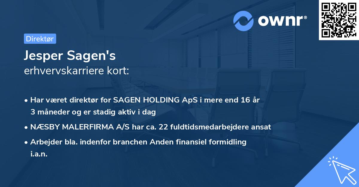 Jesper Sagen's erhvervskarriere kort