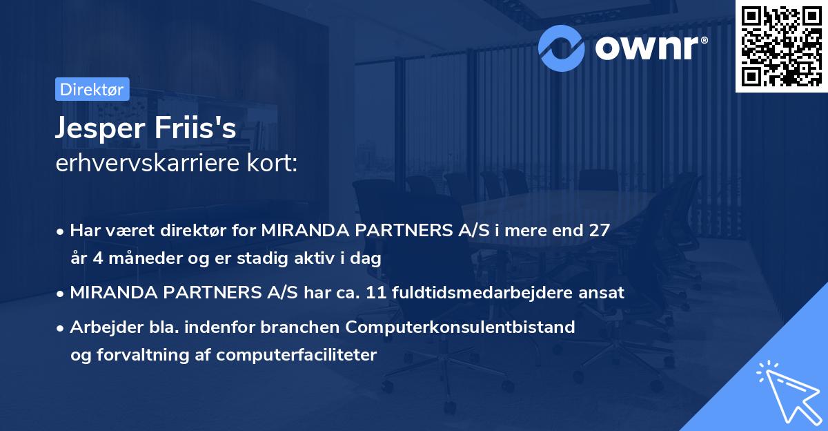 Jesper Friis's erhvervskarriere kort
