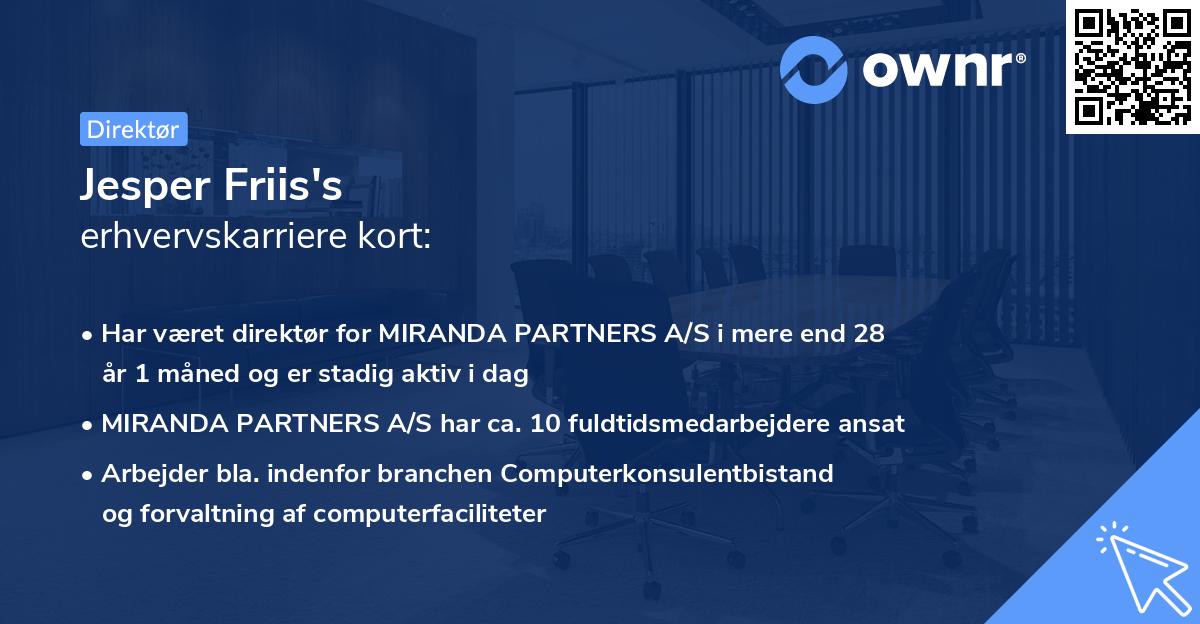 Jesper Friis's erhvervskarriere kort