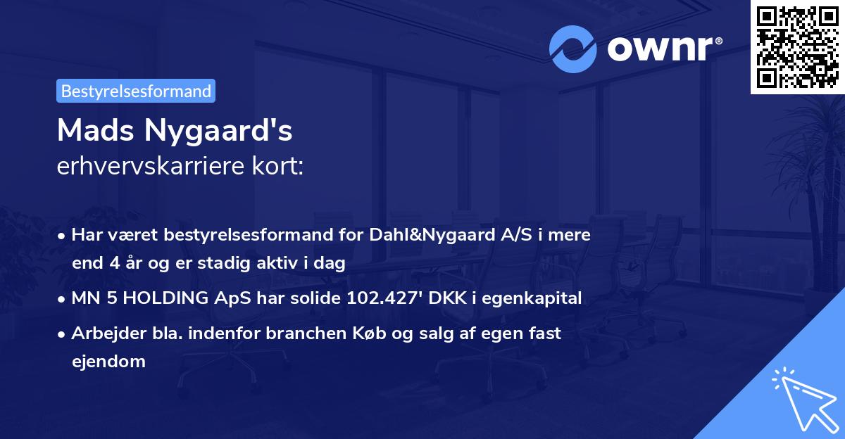 Mads Nygaard's erhvervskarriere kort