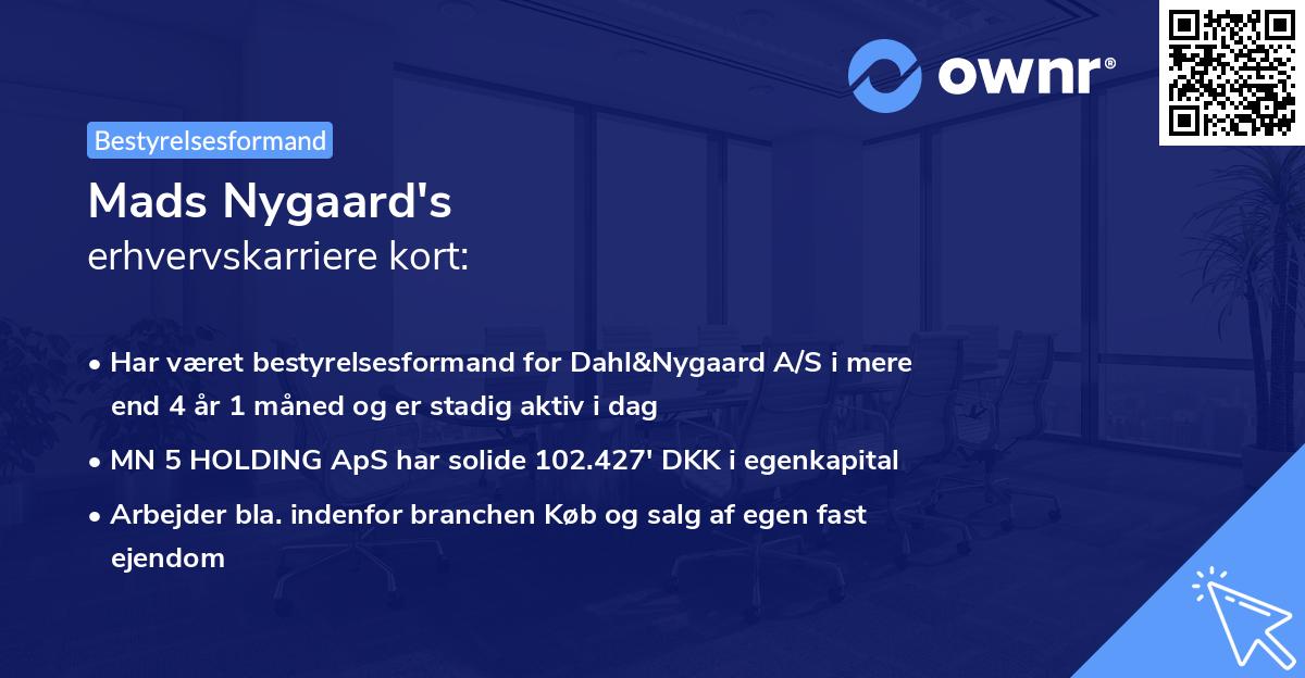 Mads Nygaard's erhvervskarriere kort