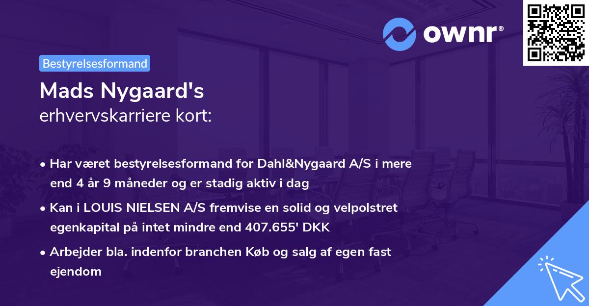 Mads Nygaard's erhvervskarriere kort