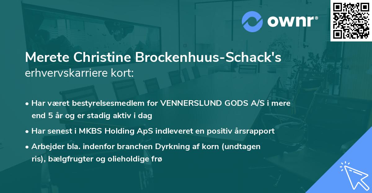 Merete Christine Brockenhuus-Schack's erhvervskarriere kort