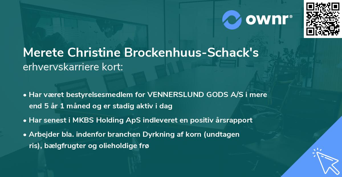 Merete Christine Brockenhuus-Schack's erhvervskarriere kort