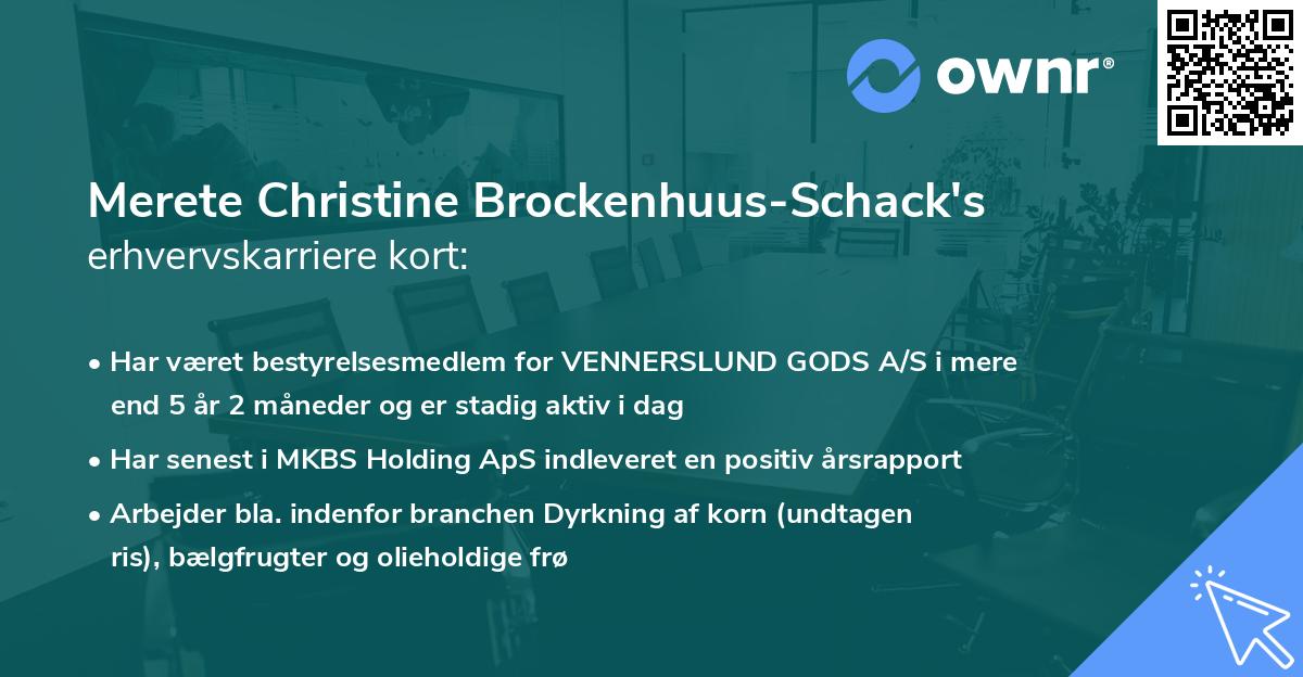 Merete Christine Brockenhuus-Schack's erhvervskarriere kort