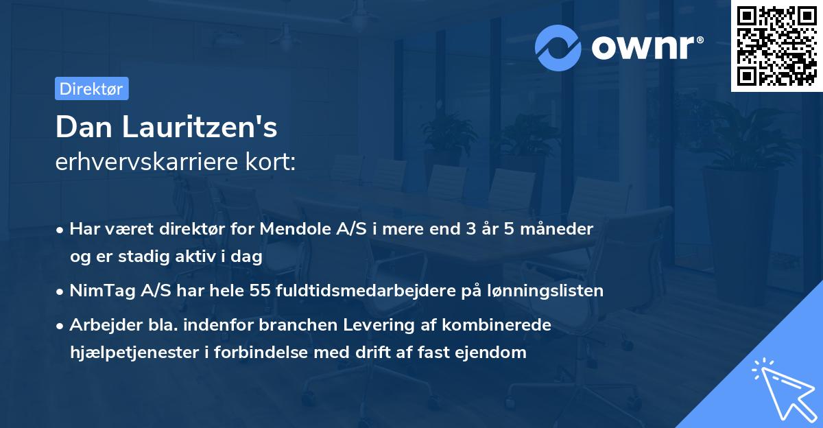 Dan Lauritzen's erhvervskarriere kort