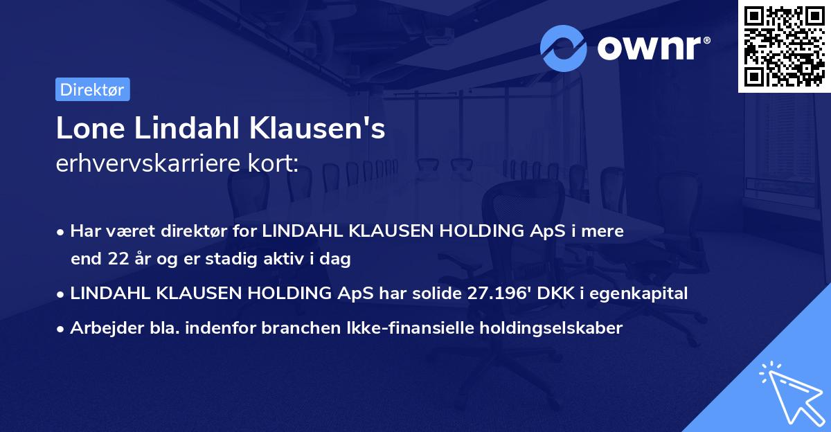 Lone Lindahl Klausen's erhvervskarriere kort