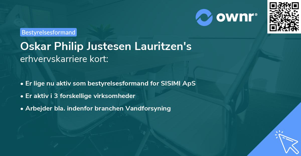 Oskar Philip Justesen Lauritzen's erhvervskarriere kort