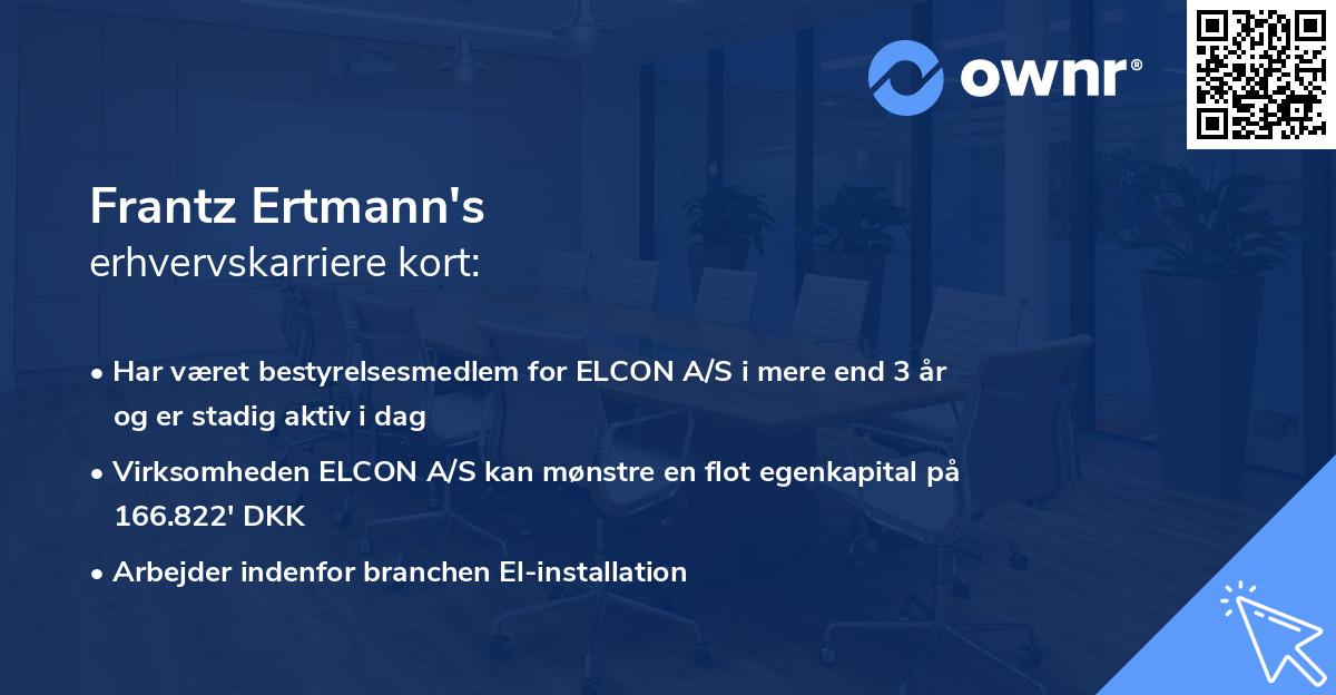 Frantz Ertmann's erhvervskarriere kort