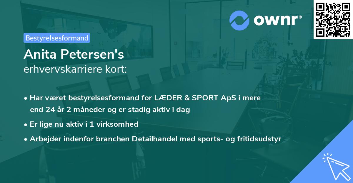 Anita Petersen's erhvervskarriere kort