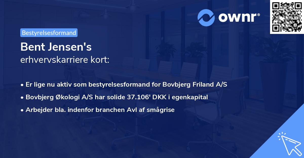 Bent Jensen's erhvervskarriere kort