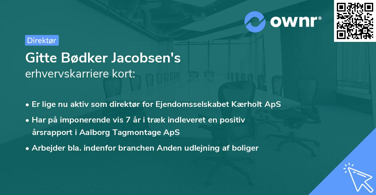 Gitte Bødker Jacobsen's erhvervskarriere kort