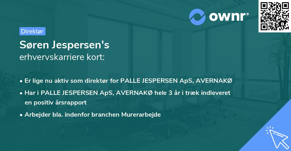 Søren Jespersen's erhvervskarriere kort