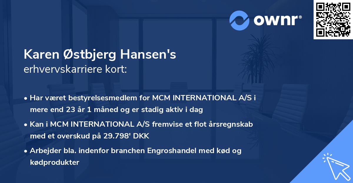 Karen Østbjerg Hansen's erhvervskarriere kort