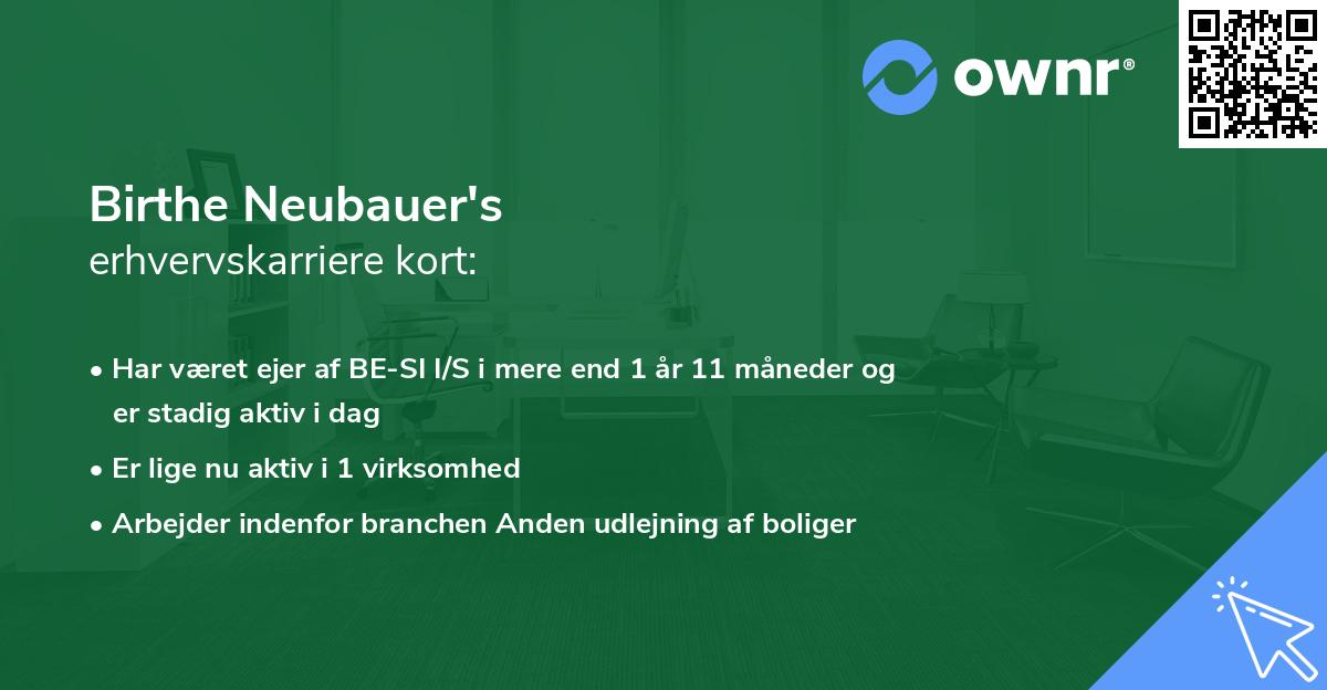 Birthe Neubauer's erhvervskarriere kort